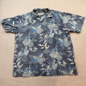 Tommy Bahama | 100% Silk Floral Button Down Shirt Blue | Men's Medium